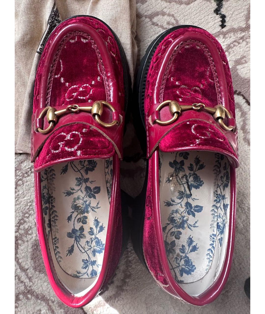 GUCCI Бордовые замшевые лоферы, фото 5