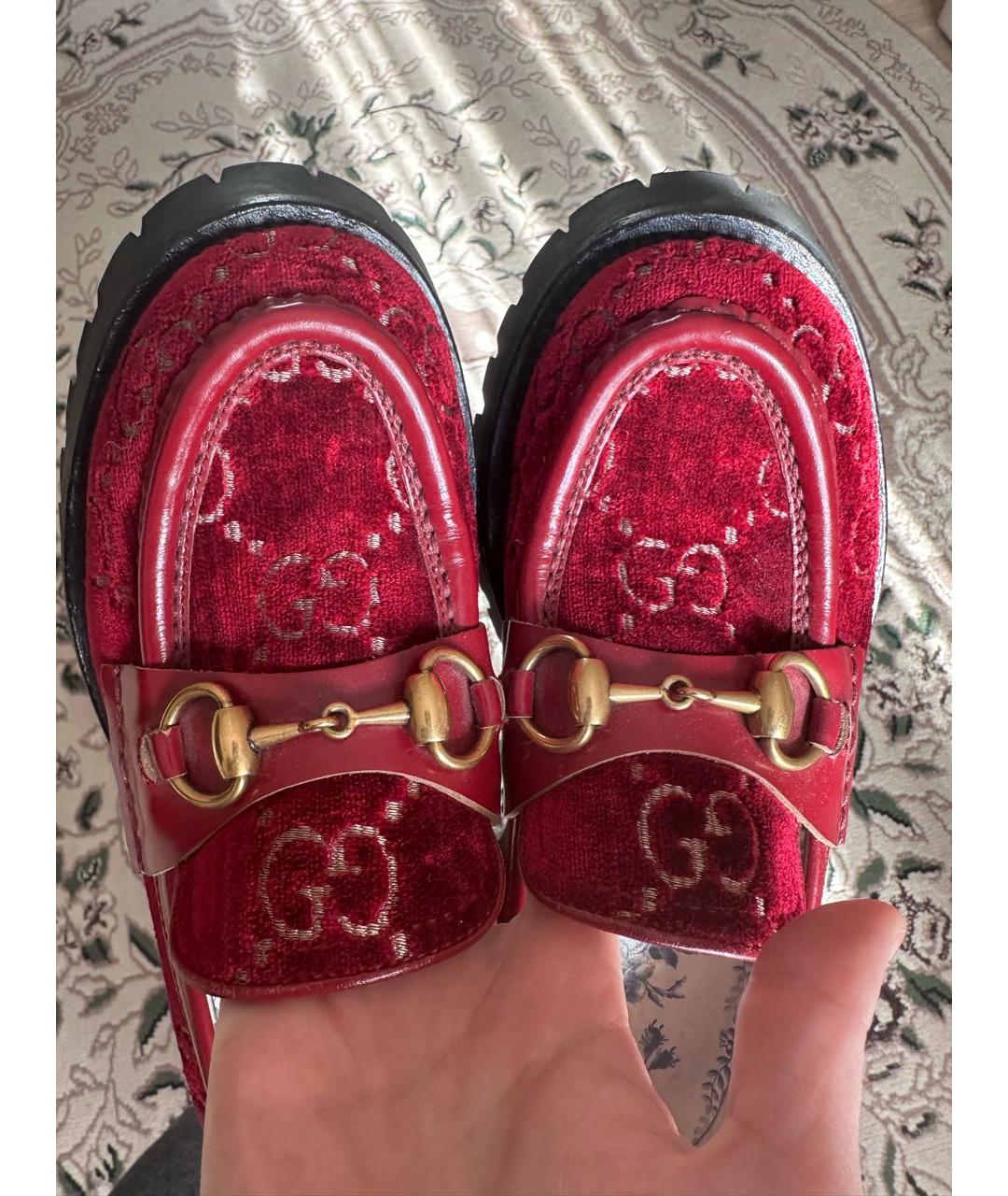 GUCCI Бордовые замшевые лоферы, фото 7