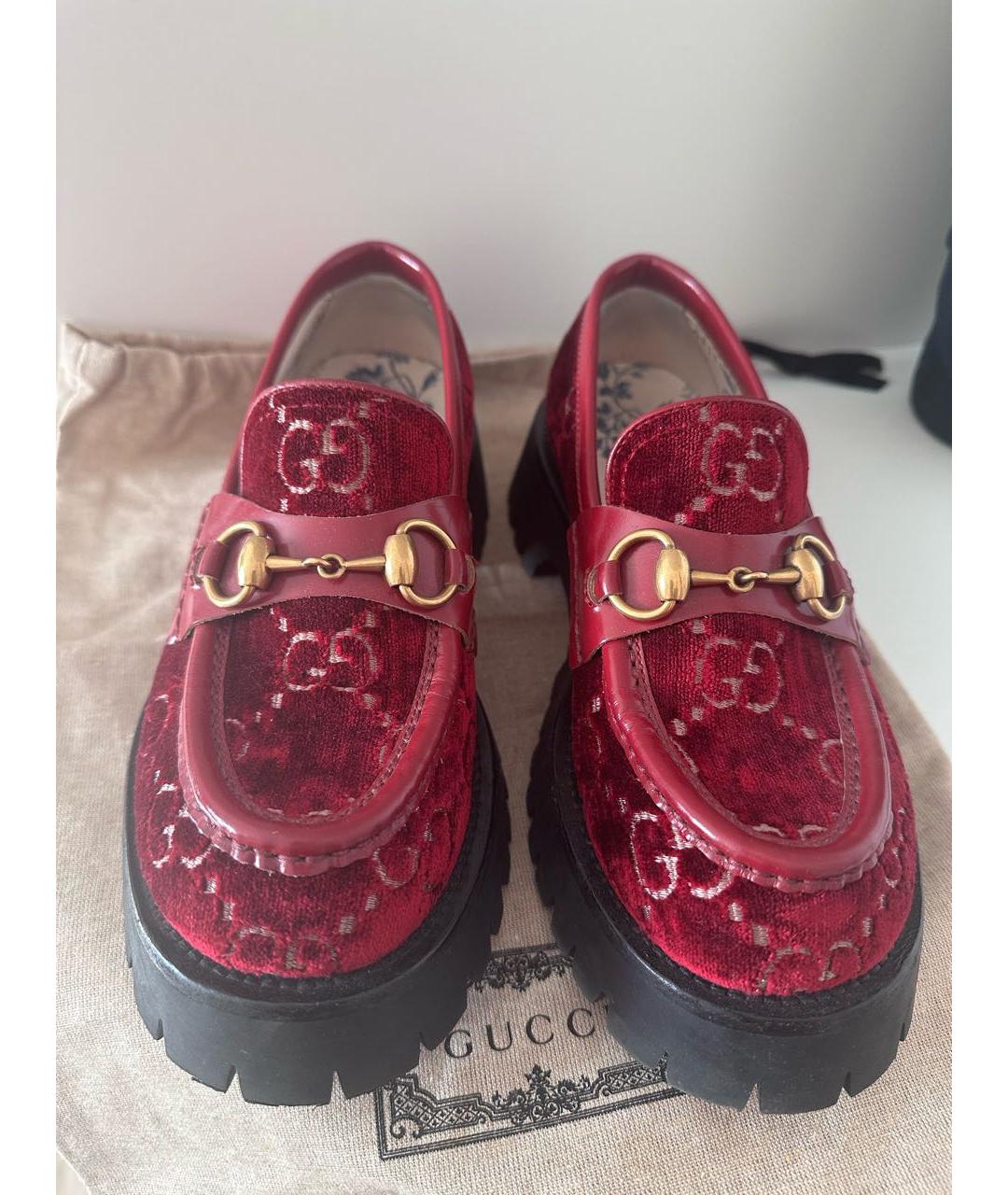 GUCCI Бордовые замшевые лоферы, фото 2
