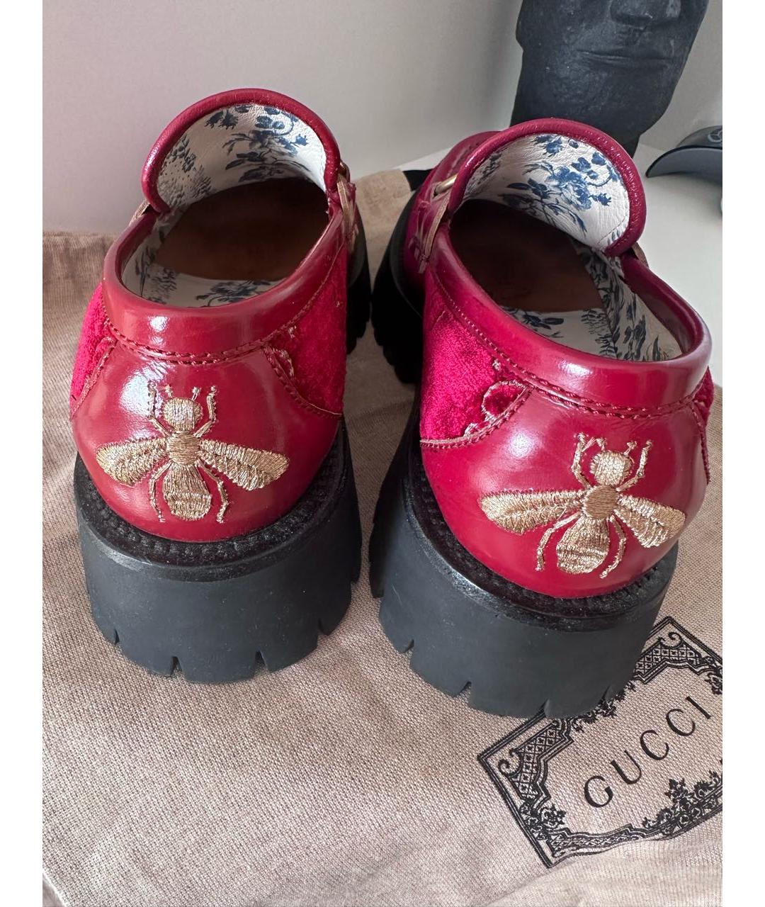 GUCCI Бордовые замшевые лоферы, фото 3
