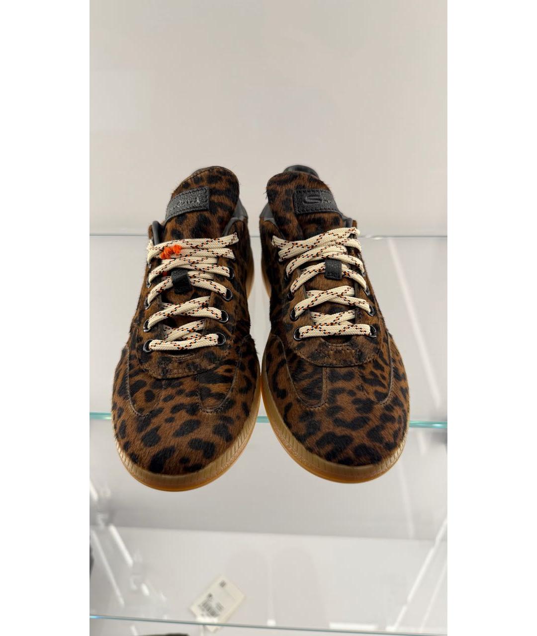 SANTONI Коричневые кожаные кеды, фото 2