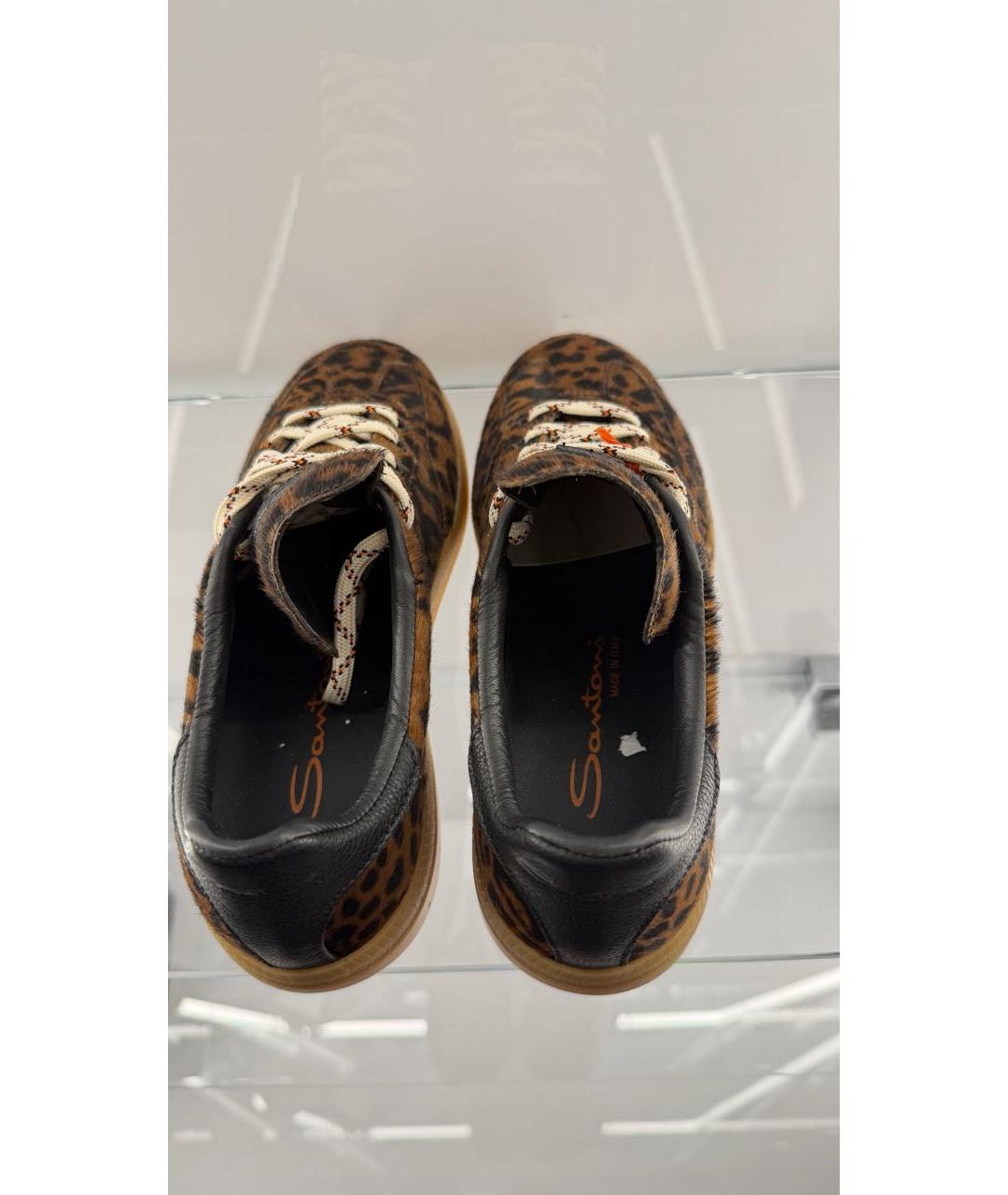SANTONI Коричневые кожаные кеды, фото 3