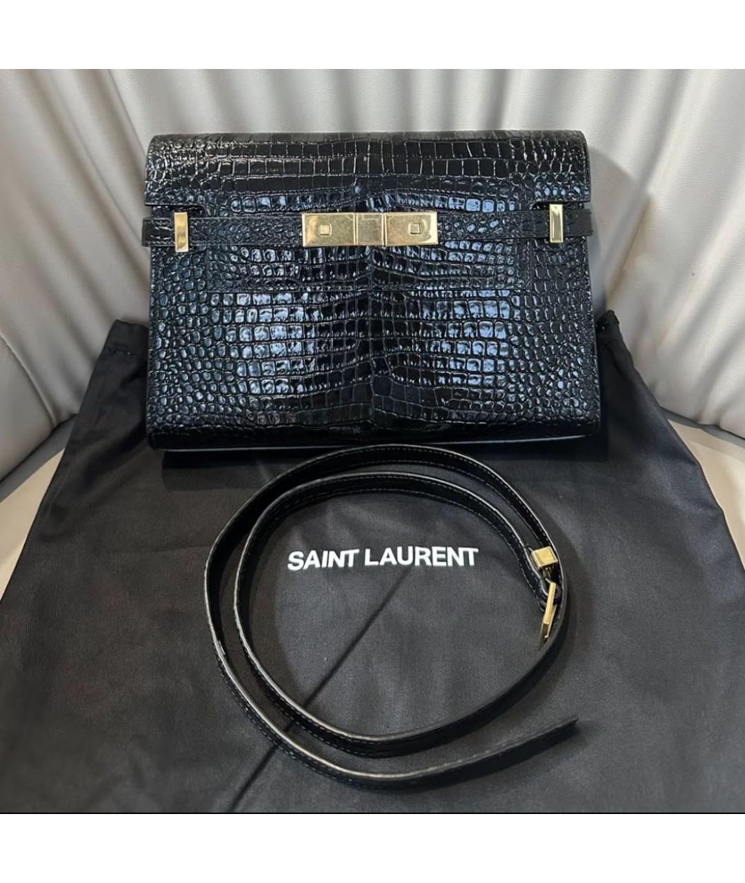 SAINT LAURENT Черная кожаная сумка через плечо, фото 3