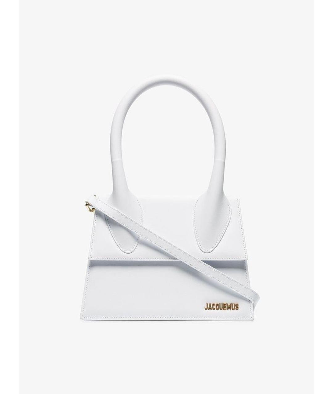 JACQUEMUS Белая кожаная сумка через плечо, фото 5