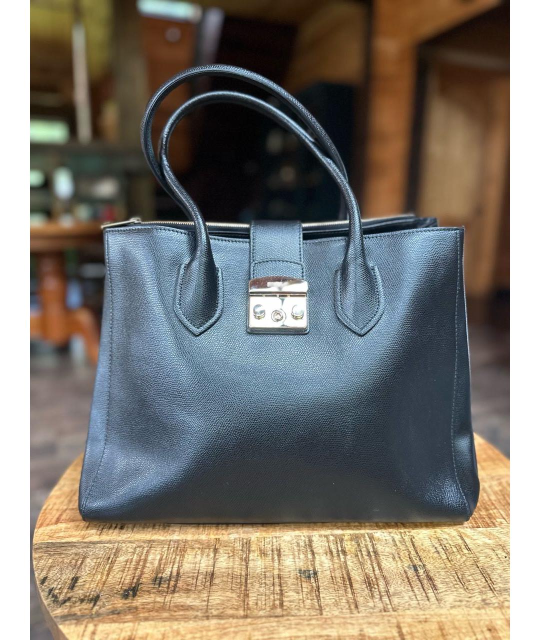 FURLA Черная кожаная сумка тоут, фото 8
