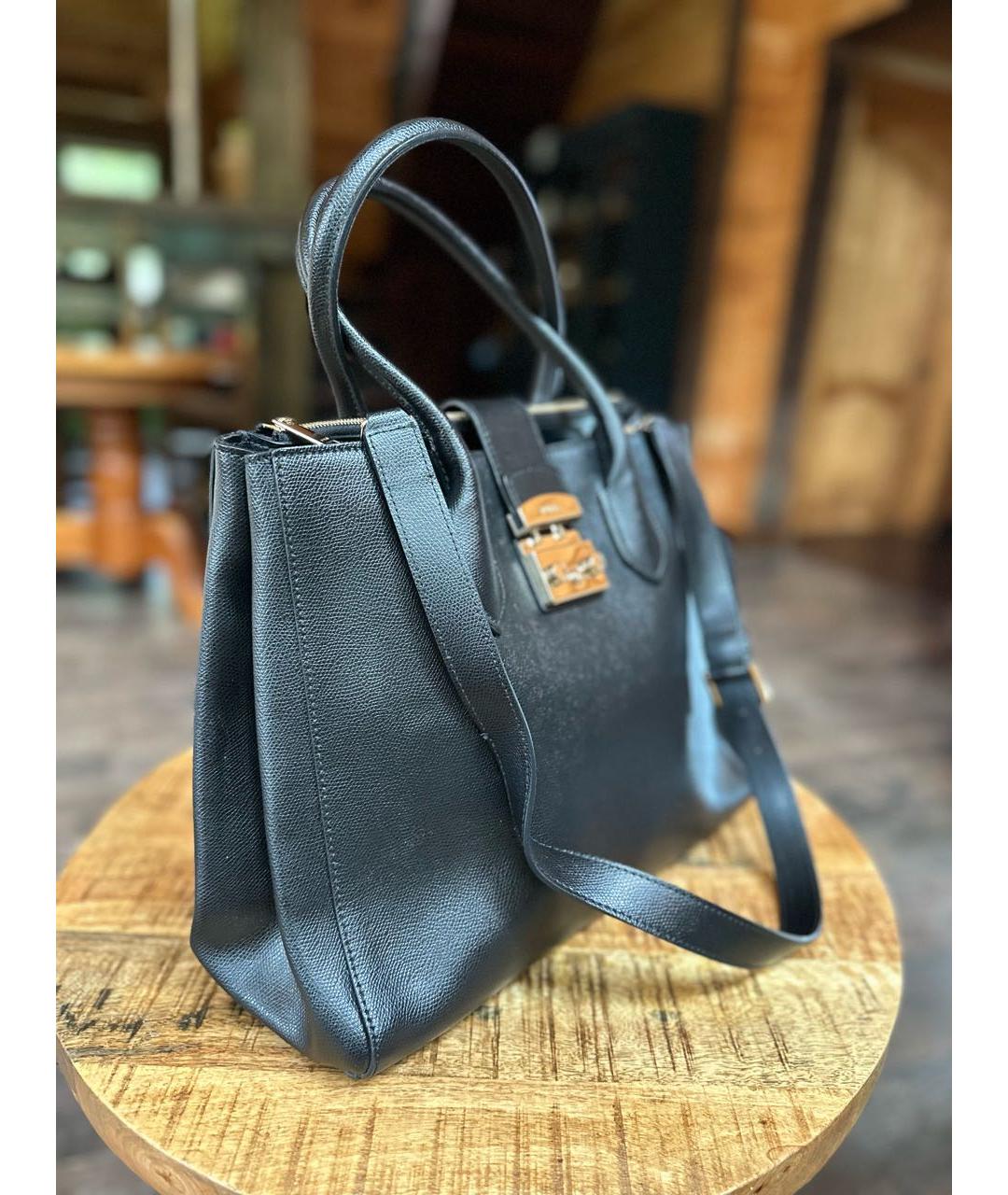 FURLA Черная кожаная сумка тоут, фото 2