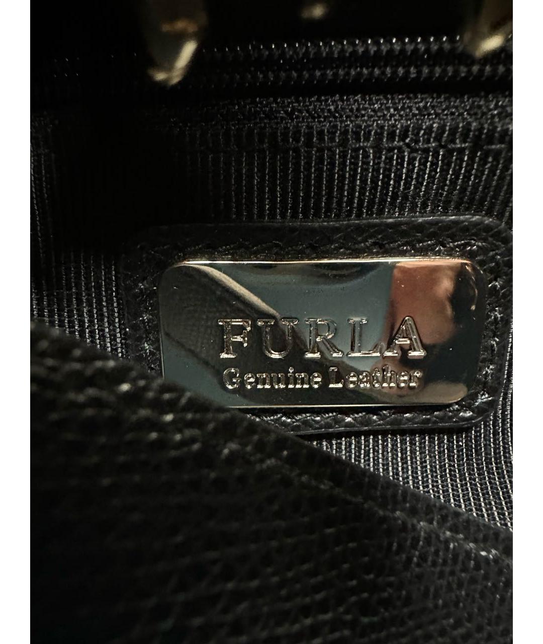 FURLA Черная кожаная сумка тоут, фото 4