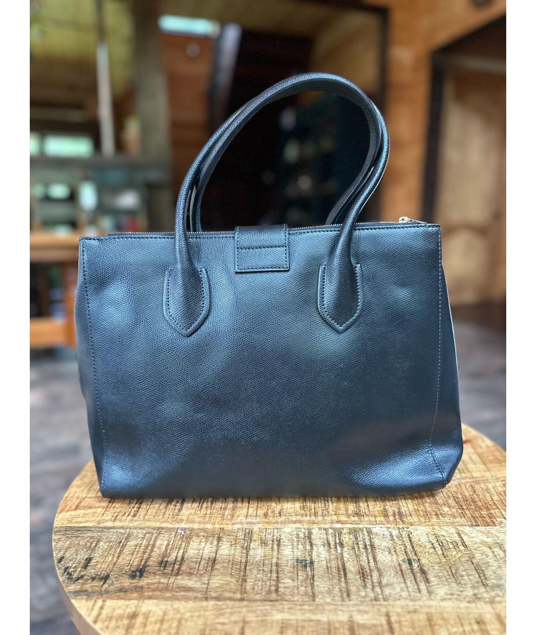 FURLA Черная кожаная сумка тоут, фото 3