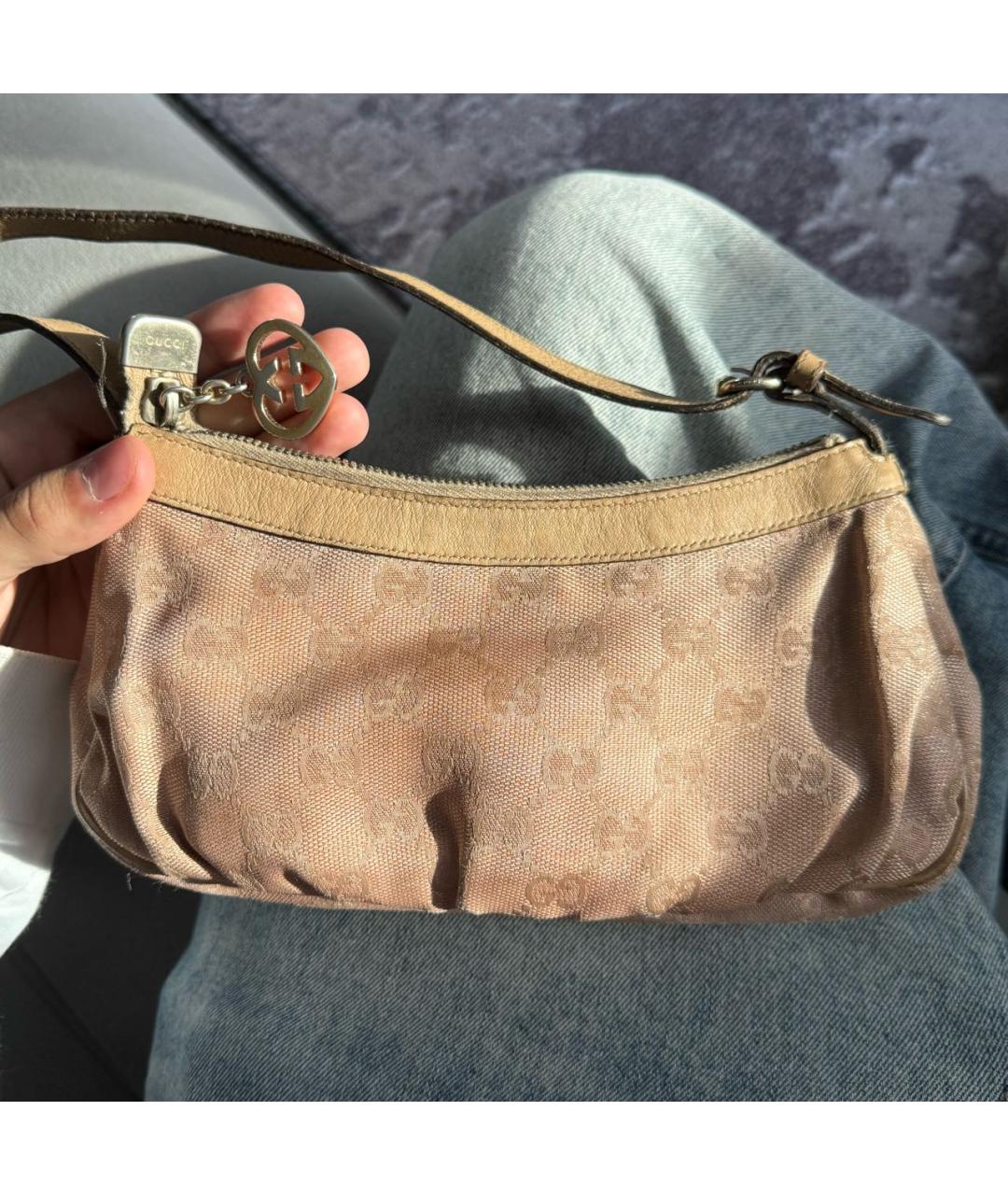 GUCCI Розовая жаккардовая сумка с короткими ручками, фото 4