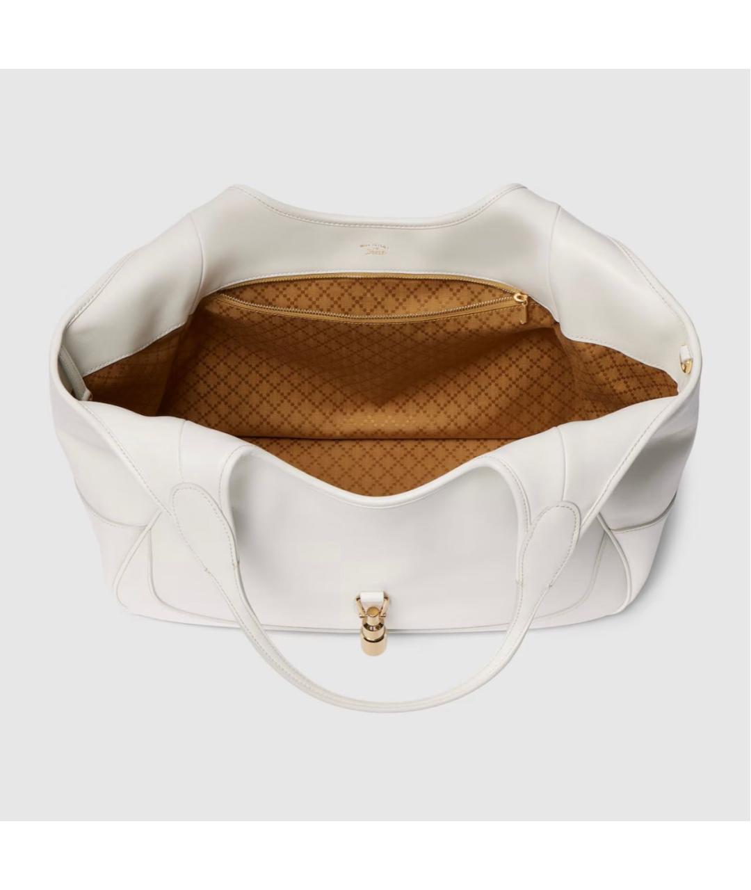 GUCCI Белая кожаная сумка тоут, фото 5