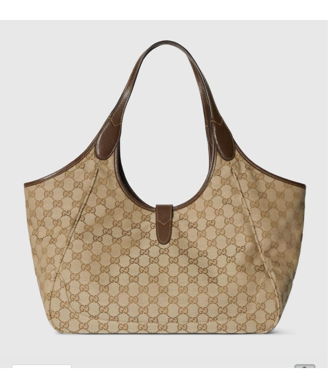 GUCCI Бежевая сумка тоут из канвы, фото 5