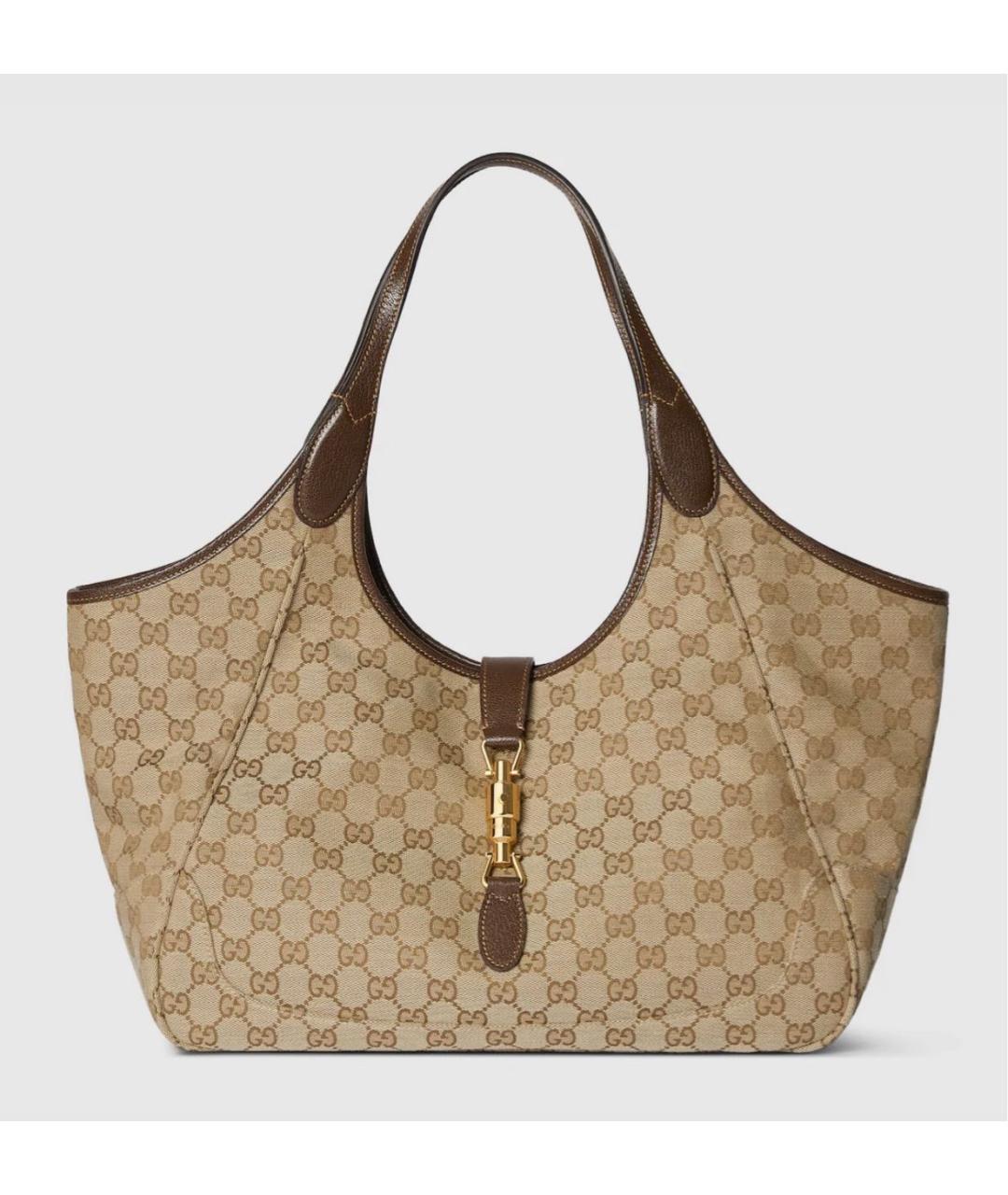 GUCCI Бежевая сумка тоут из канвы, фото 7