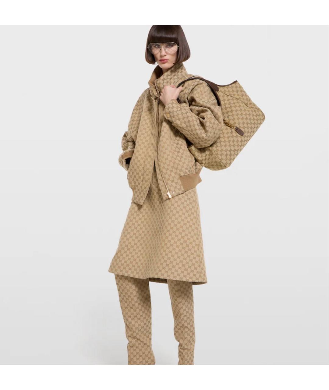 GUCCI Бежевая сумка тоут из канвы, фото 3