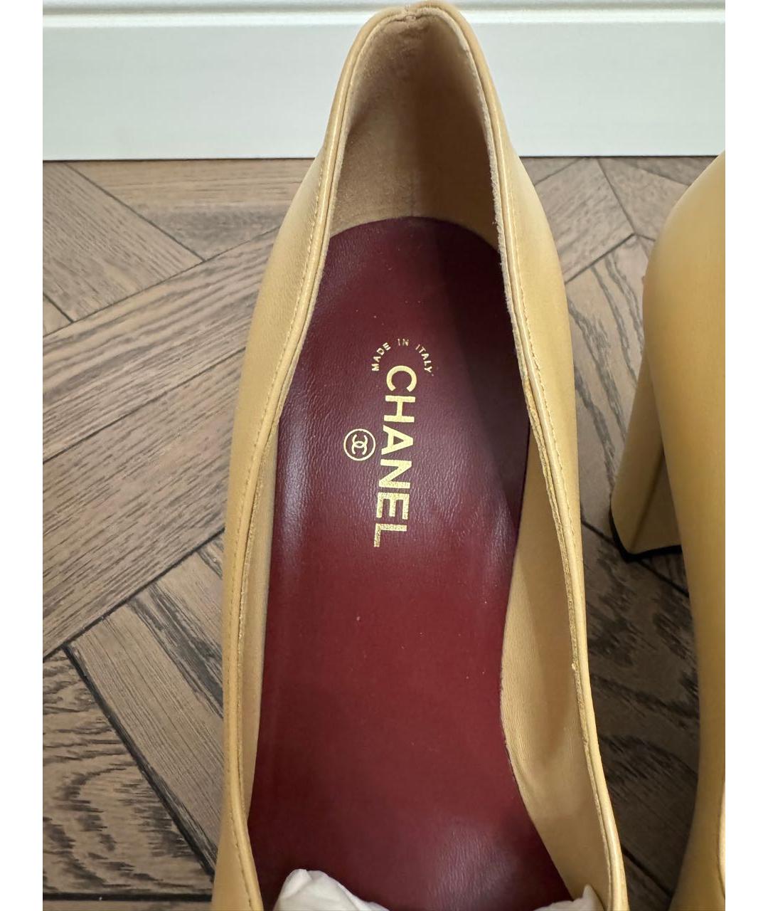 CHANEL Бежевые кожаные туфли, фото 4