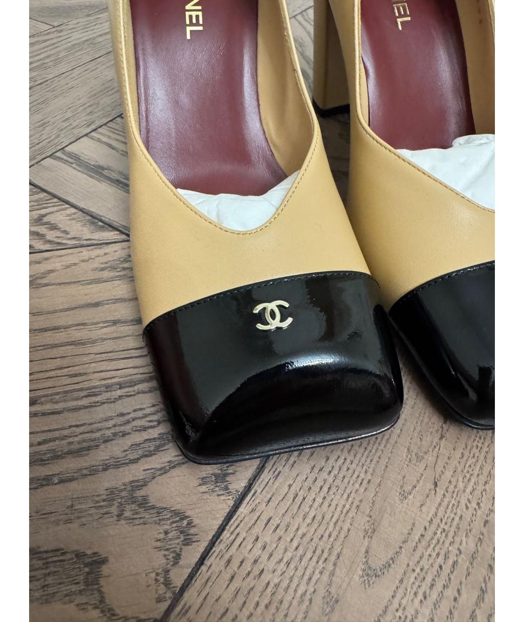 CHANEL Бежевые кожаные туфли, фото 5