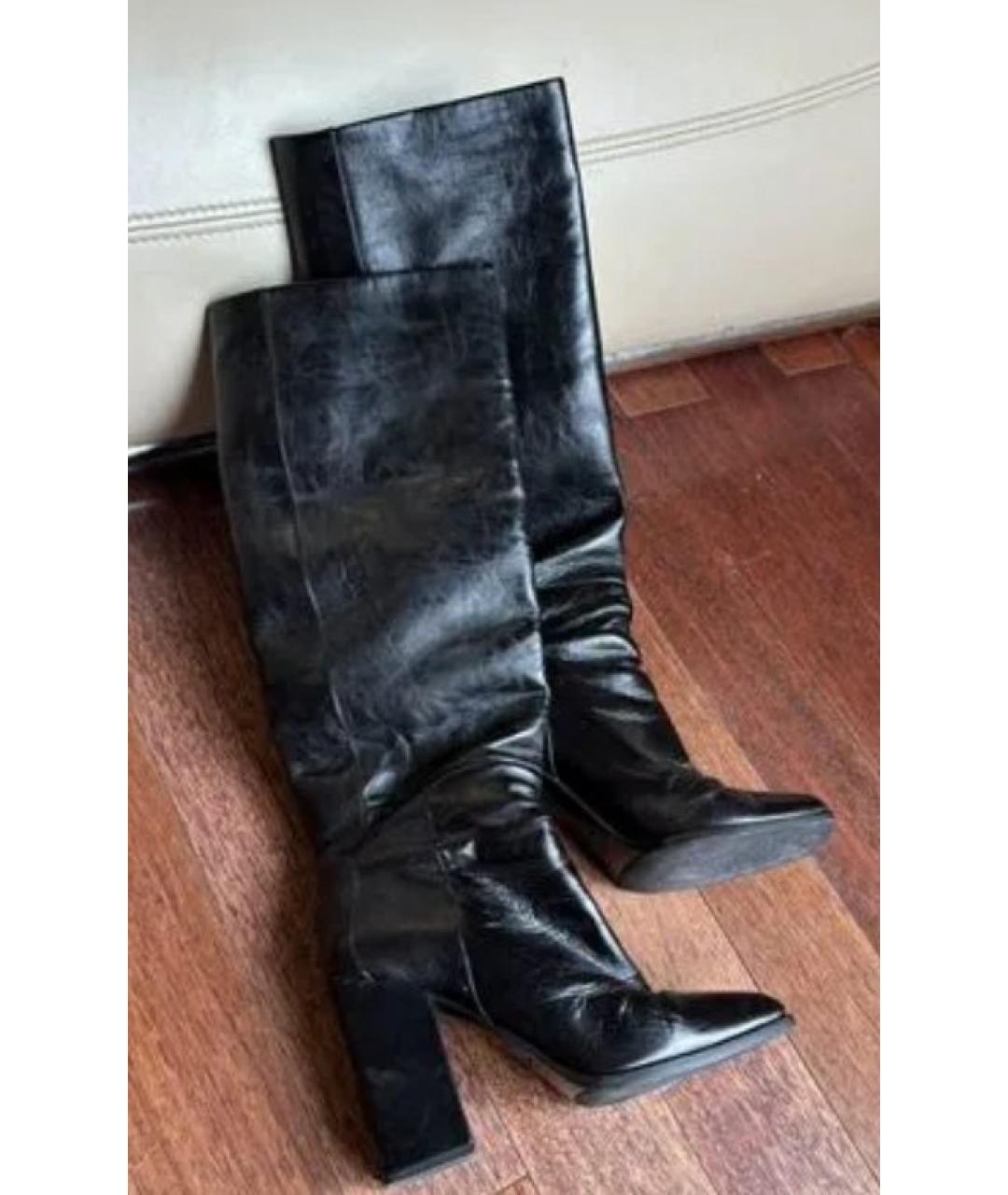 SAINT LAURENT Черные кожаные сапоги, фото 5