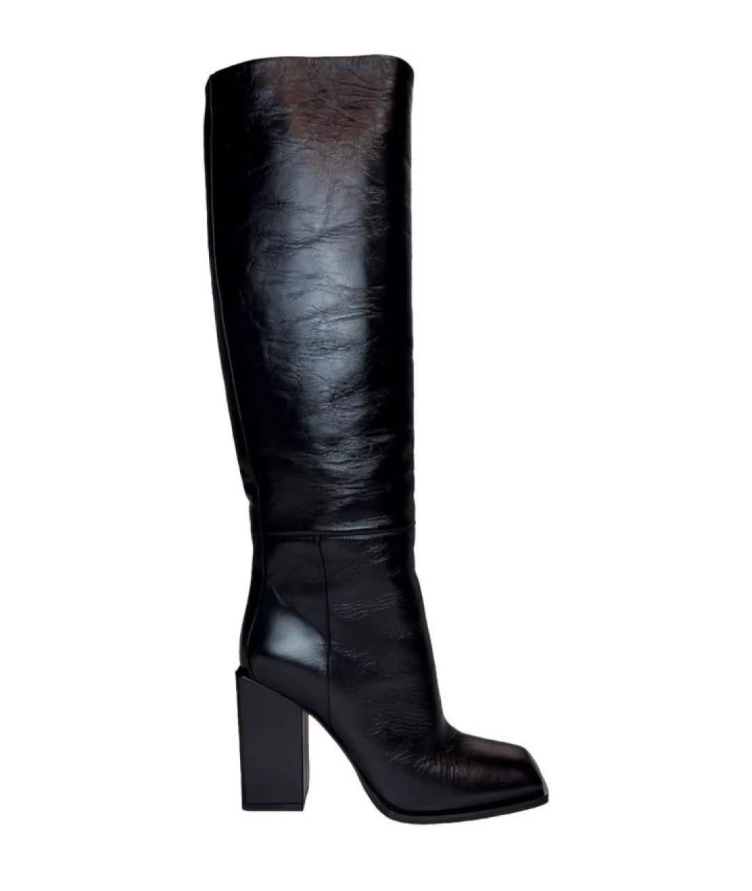 SAINT LAURENT Черные кожаные сапоги, фото 2