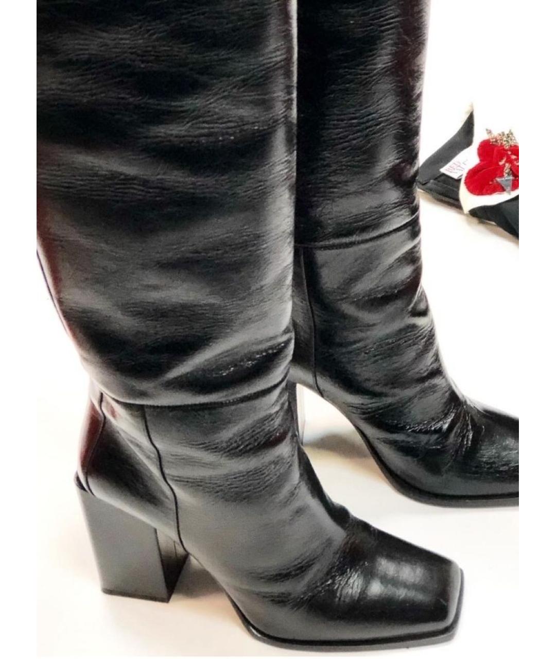SAINT LAURENT Черные кожаные сапоги, фото 4