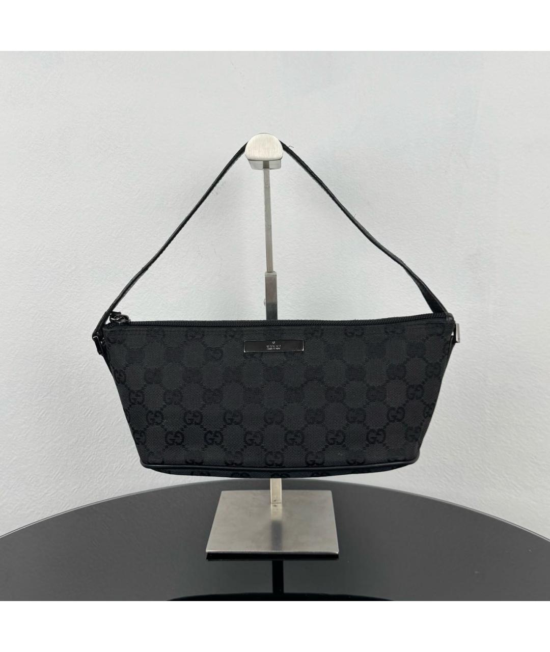 GUCCI Черная жаккардовая сумка с короткими ручками, фото 8