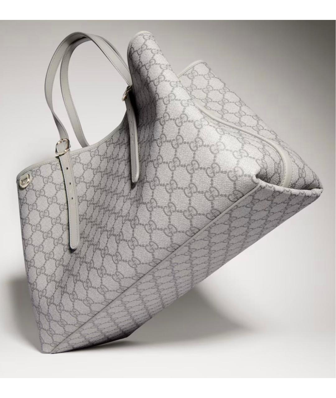 GUCCI Серая сумка тоут из канвы, фото 4