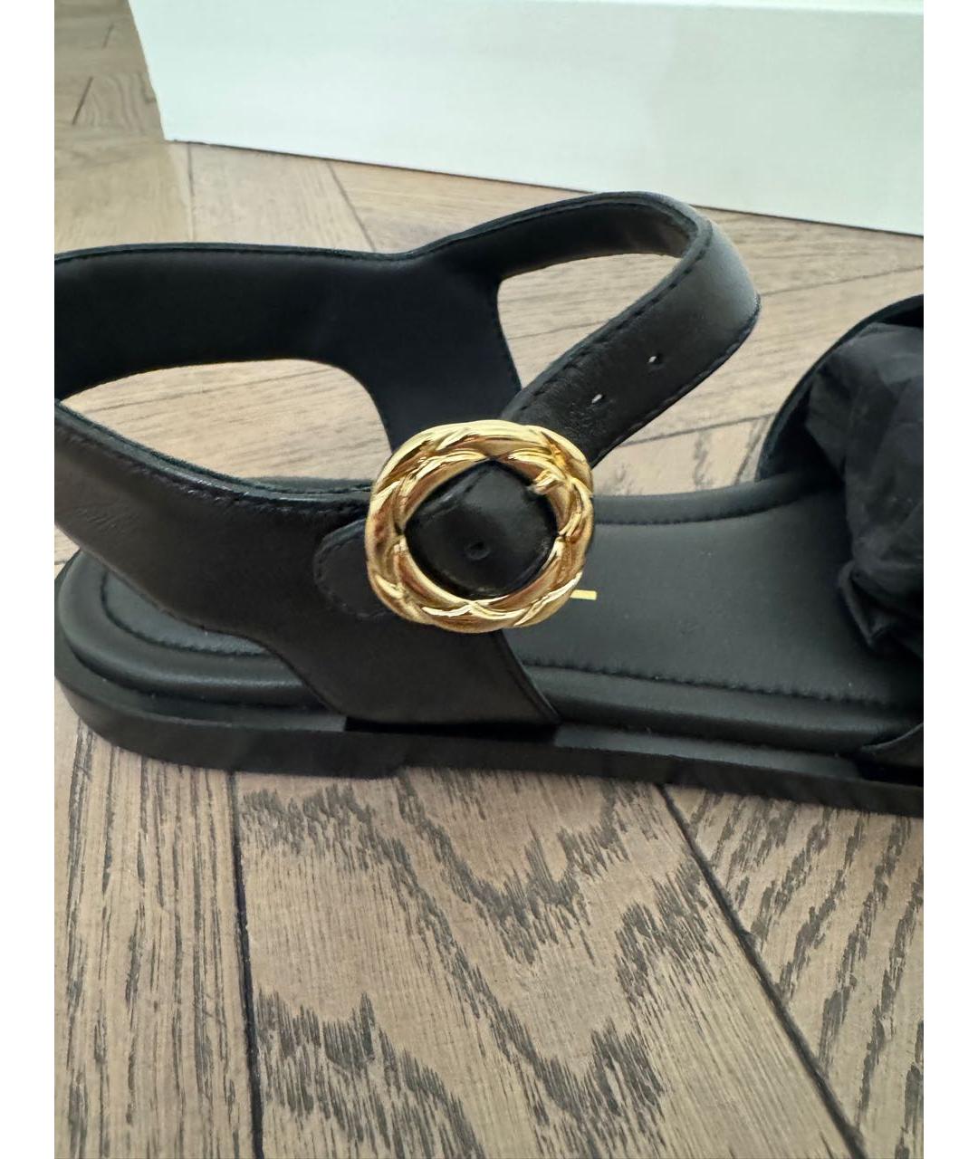 CHANEL Черные кожаные сандалии, фото 5