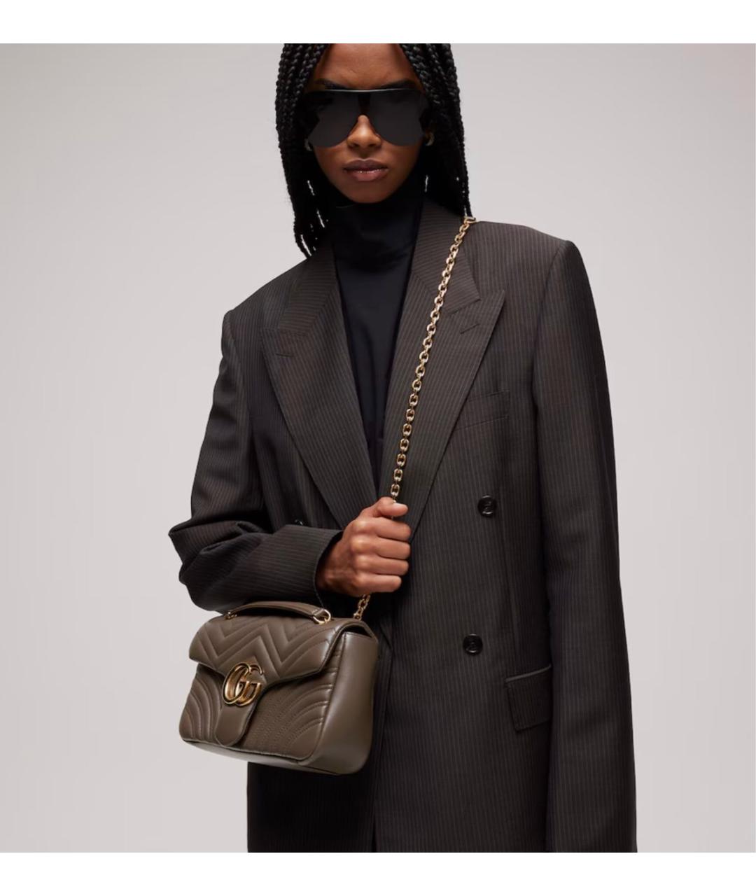 GUCCI Коричневая кожаная сумка через плечо, фото 4