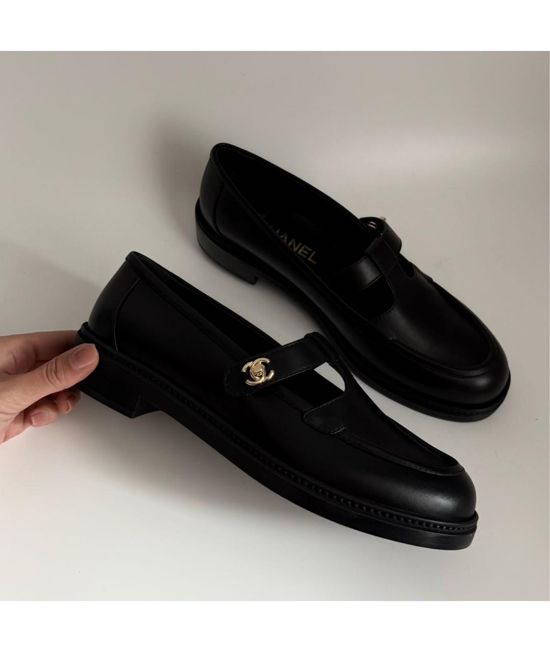 CHANEL Черные кожаные лоферы, фото 6