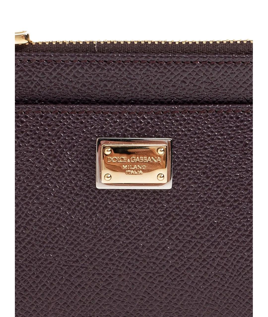 DOLCE&GABBANA Бордовый кожаный кошелек, фото 5