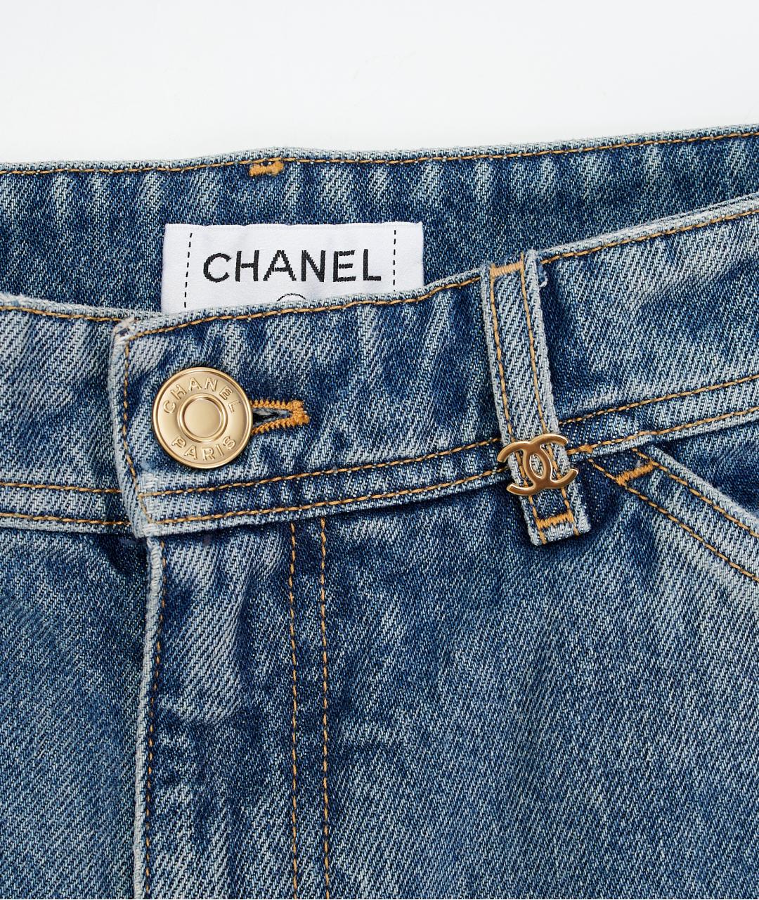 CHANEL Голубые хлопковые прямые джинсы, фото 3
