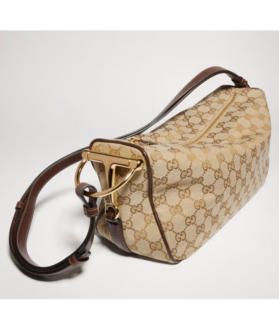 GUCCI Бежевая сумка через плечо из канвы, фото 3