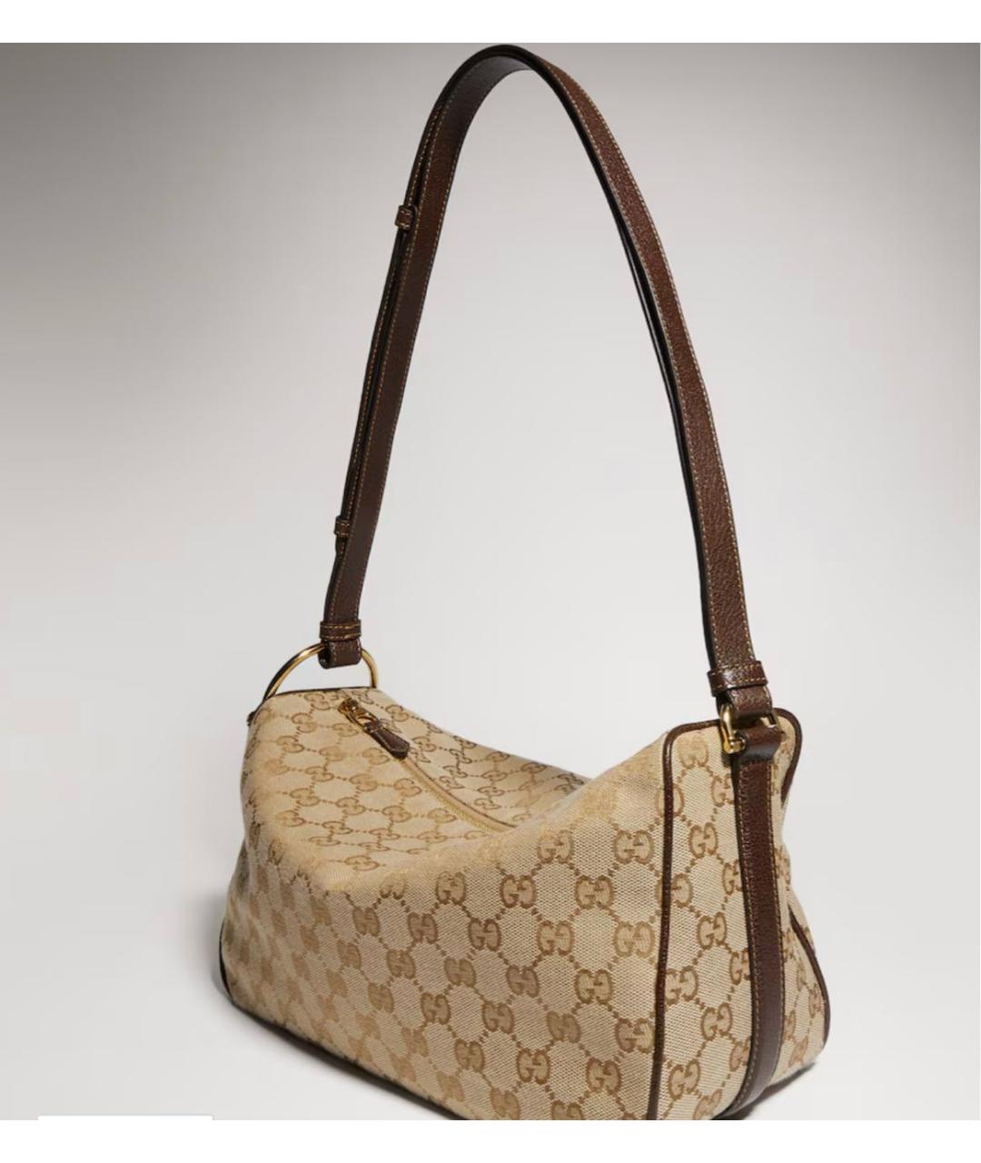 GUCCI Бежевая сумка через плечо из канвы, фото 5