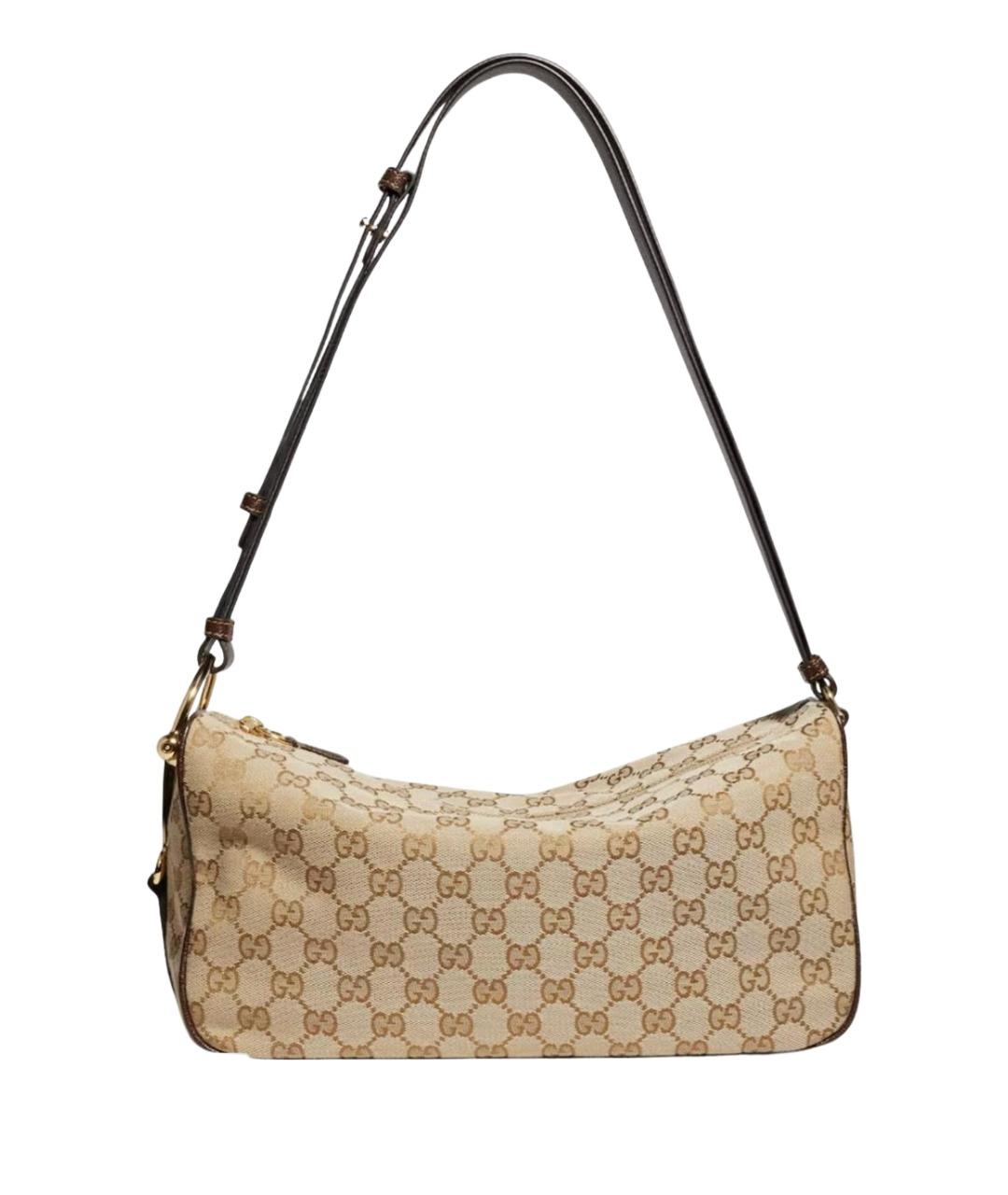 GUCCI Бежевая сумка через плечо из канвы, фото 1