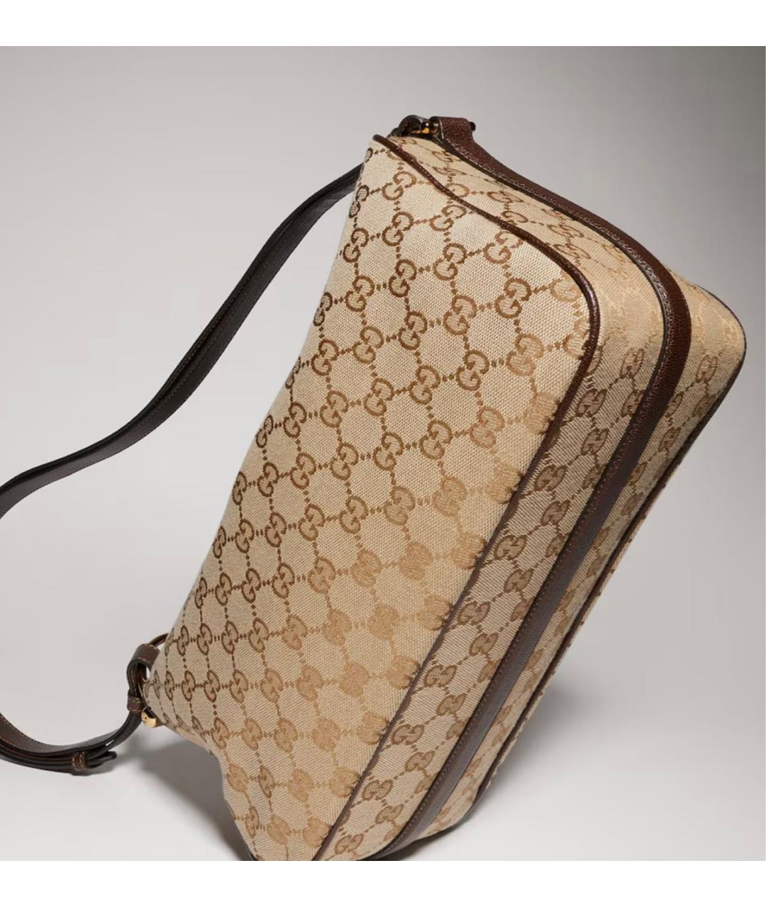 GUCCI Бежевая сумка через плечо из канвы, фото 4