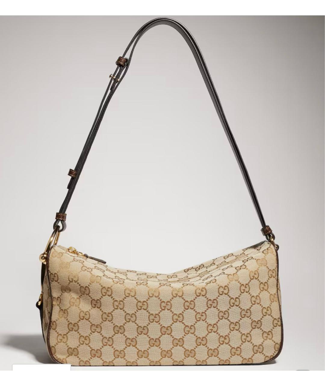 GUCCI Бежевая сумка через плечо из канвы, фото 7