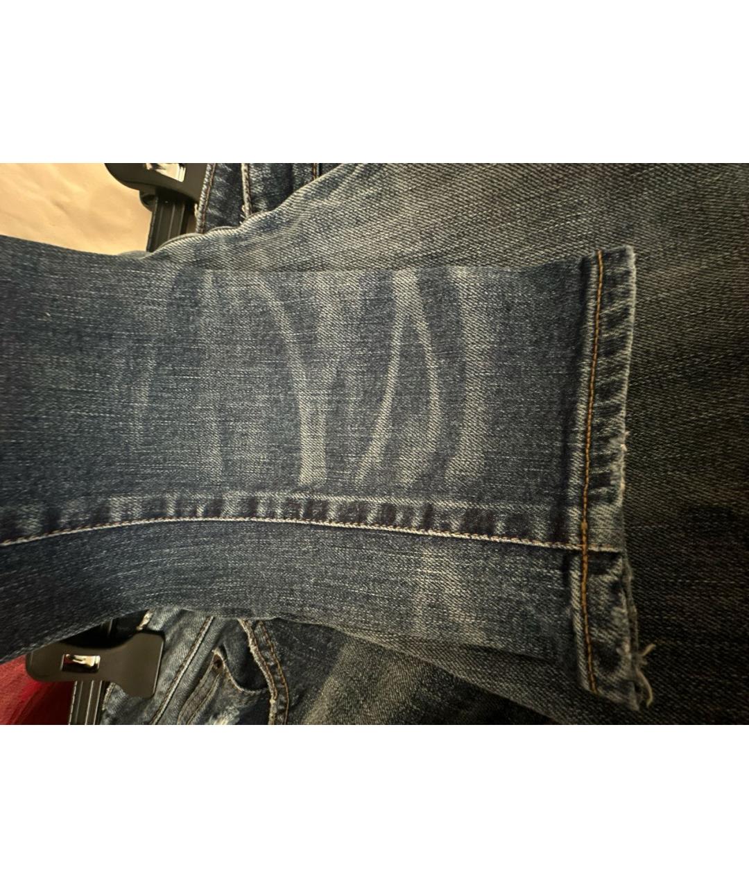 SAINT LAURENT Темно-синие хлопко-эластановые прямые джинсы, фото 5