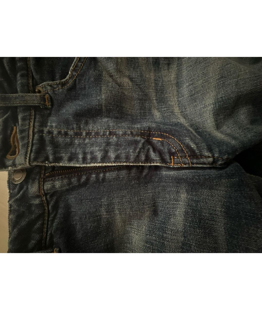 SAINT LAURENT Темно-синие хлопко-эластановые прямые джинсы, фото 6