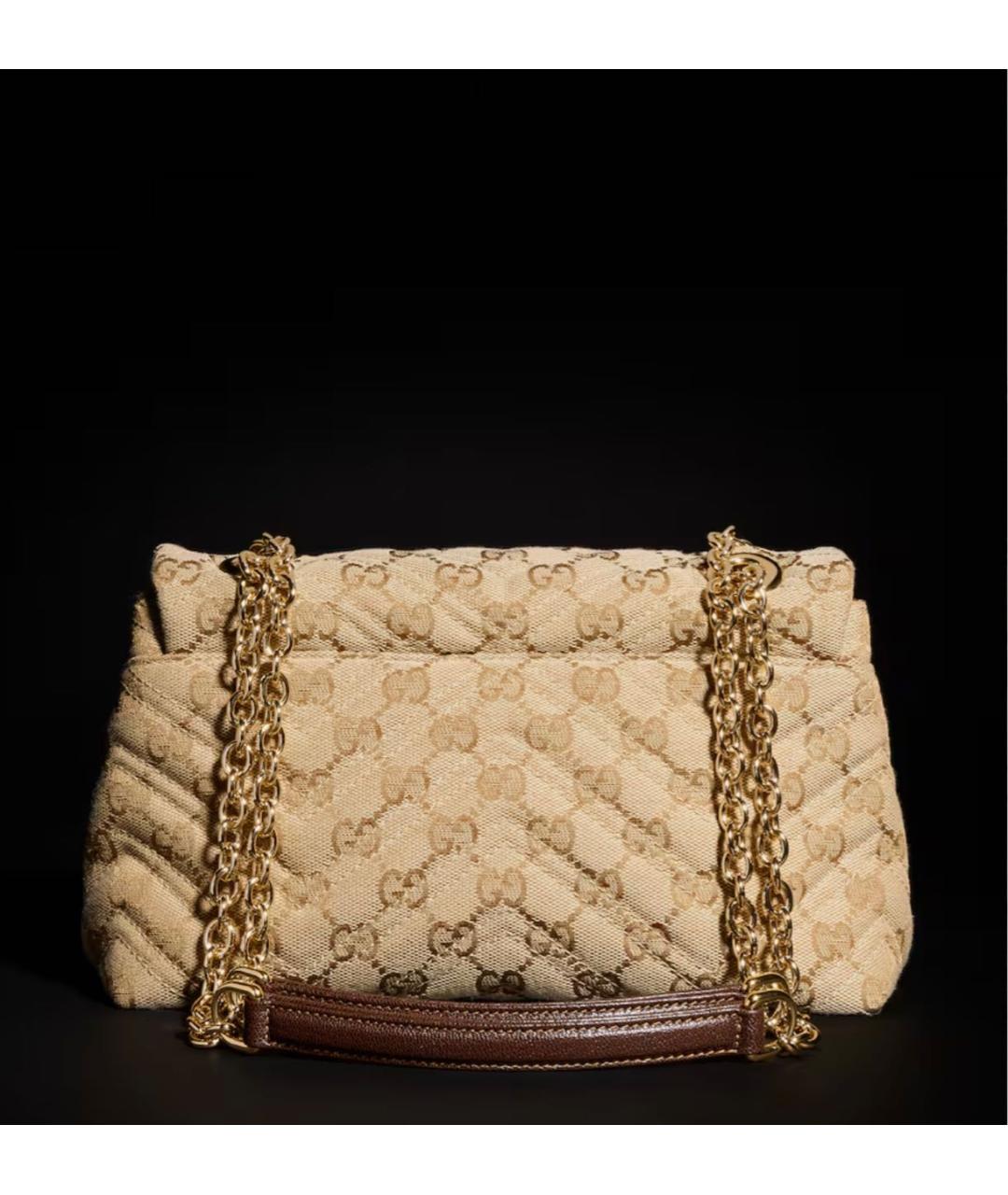 GUCCI Бежевая сумка через плечо из канвы, фото 2