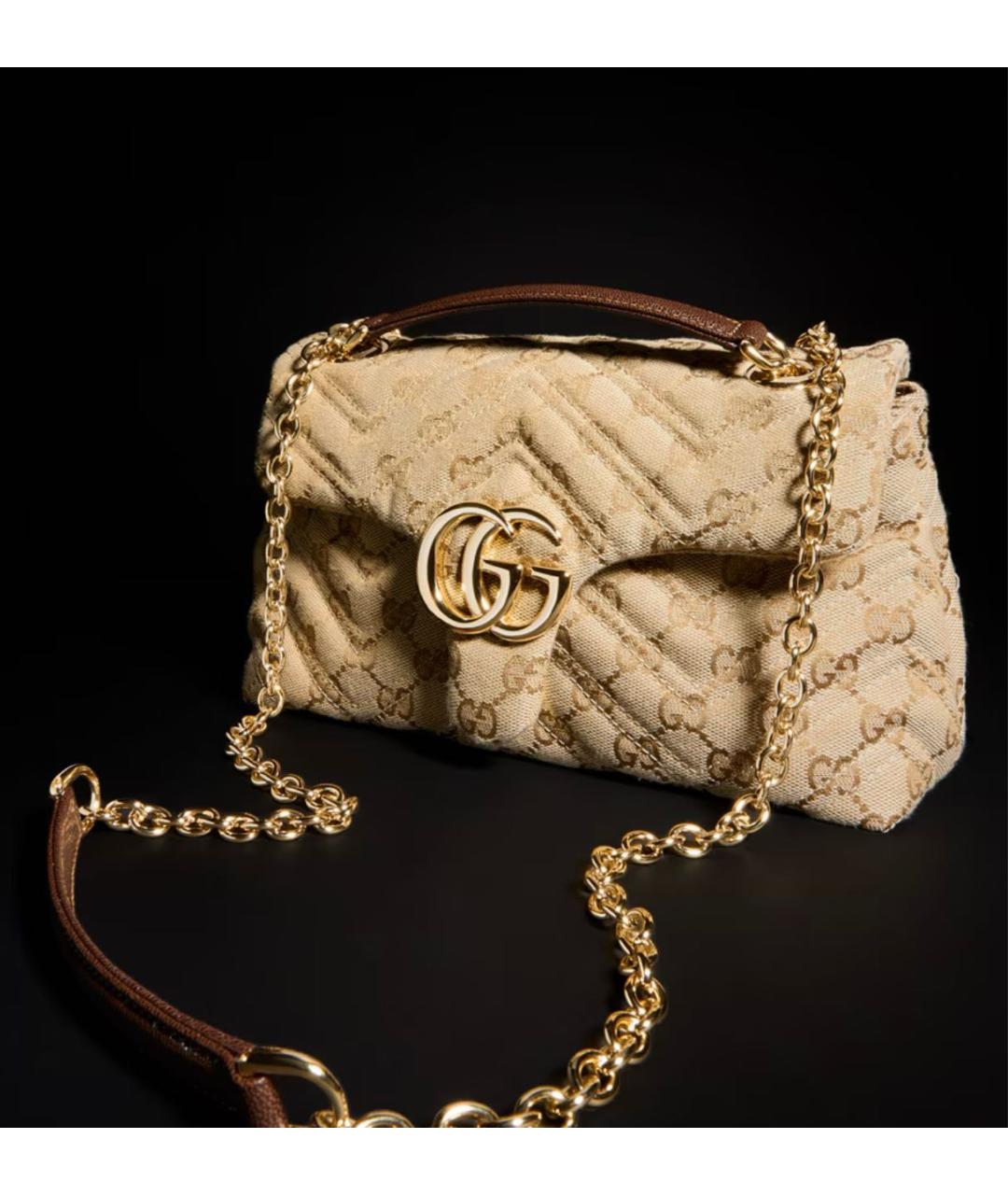 GUCCI Бежевая сумка через плечо из канвы, фото 5