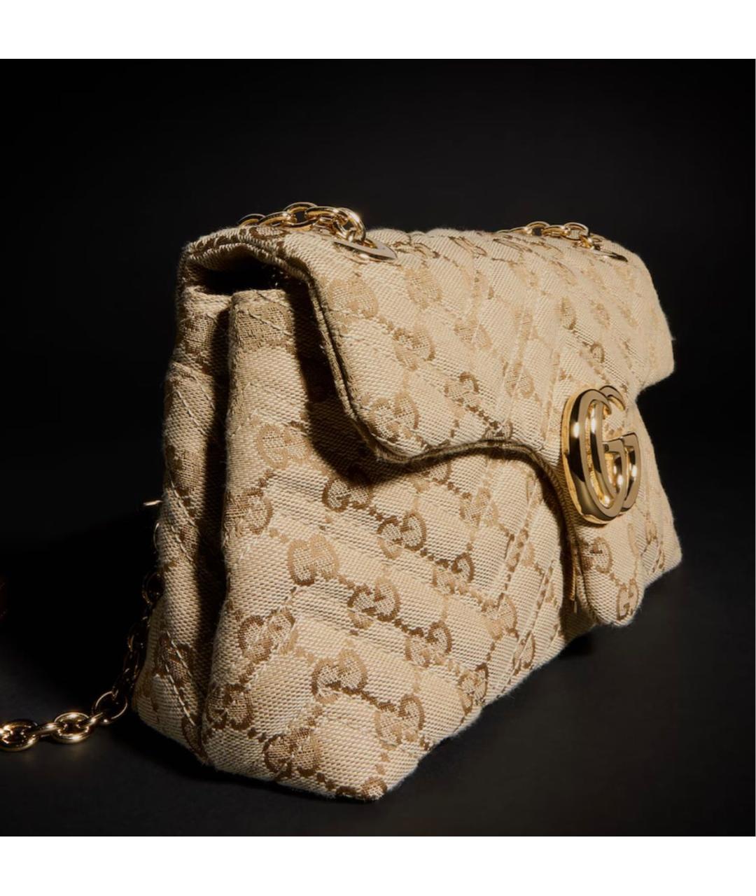 GUCCI Бежевая сумка через плечо из канвы, фото 3