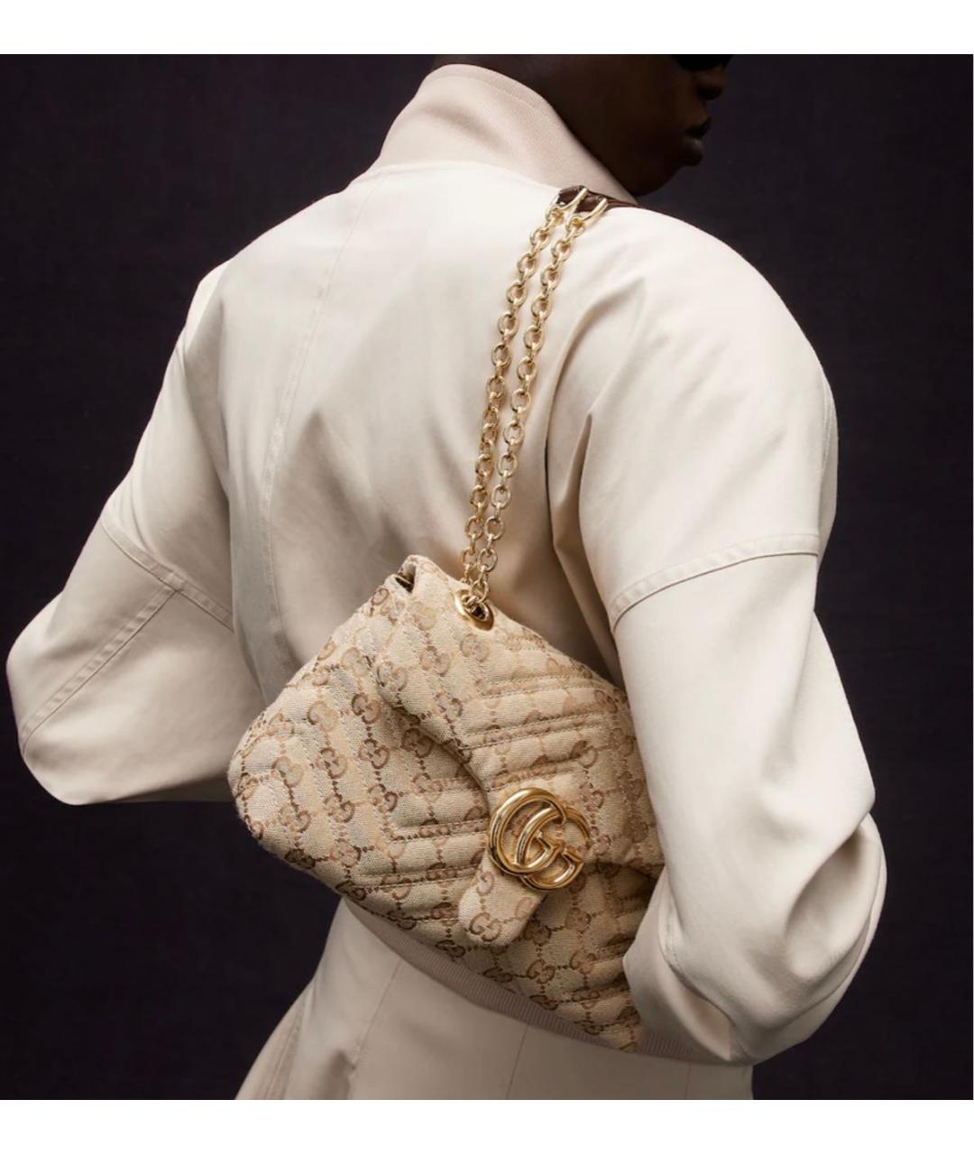 GUCCI Бежевая сумка через плечо из канвы, фото 4