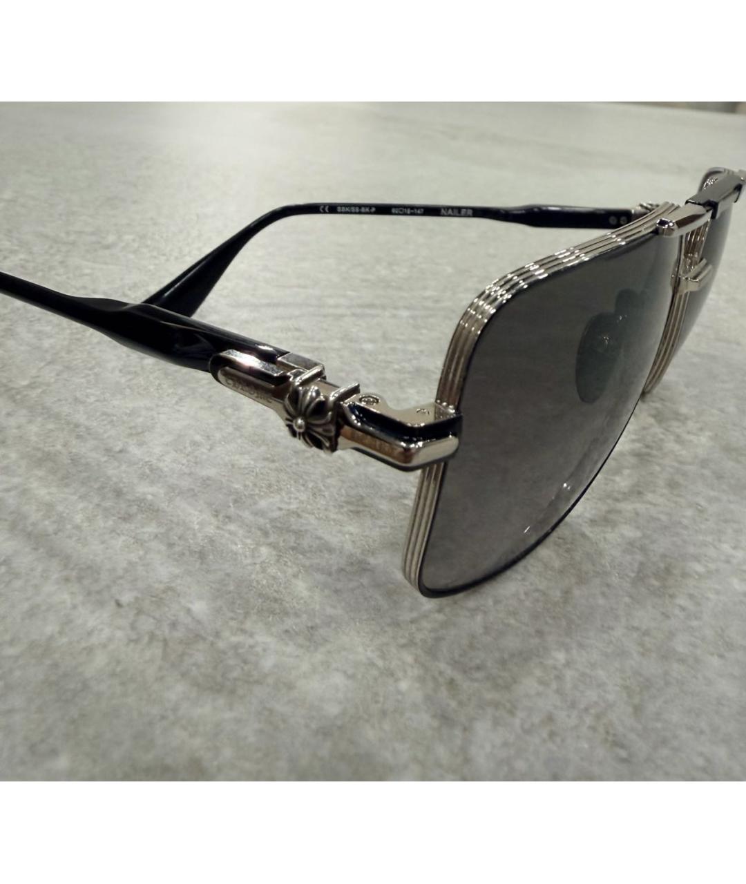 CHROME HEARTS Черные металлические солнцезащитные очки, фото 3