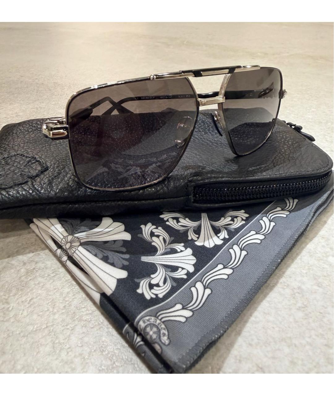 CHROME HEARTS Черные металлические солнцезащитные очки, фото 4