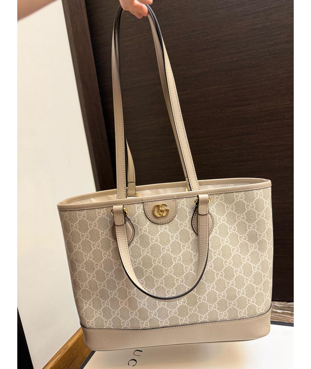 GUCCI Бежевая сумка тоут из канвы, фото 5