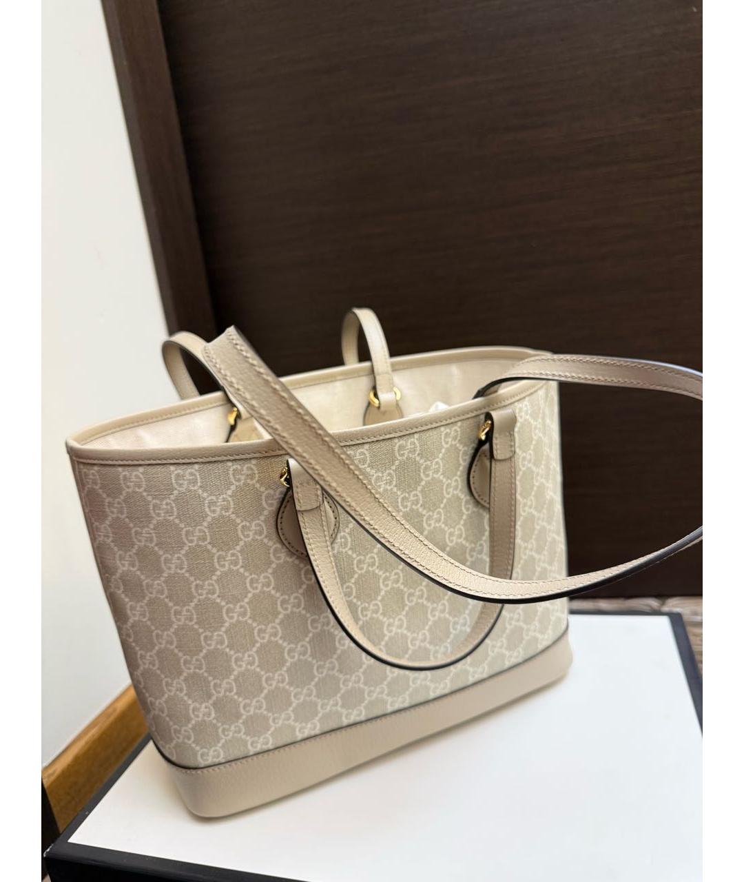 GUCCI Бежевая сумка тоут из канвы, фото 2