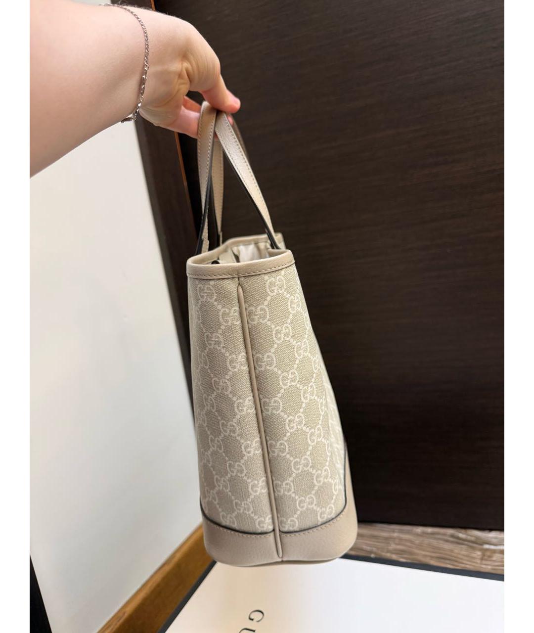 GUCCI Бежевая сумка тоут из канвы, фото 7