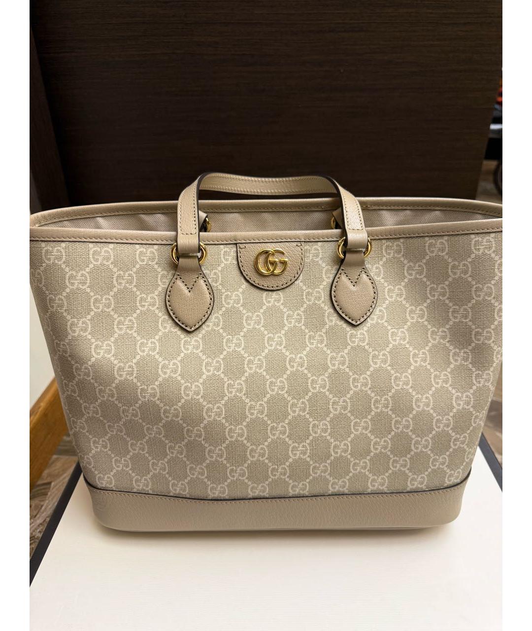 GUCCI Бежевая сумка тоут из канвы, фото 8