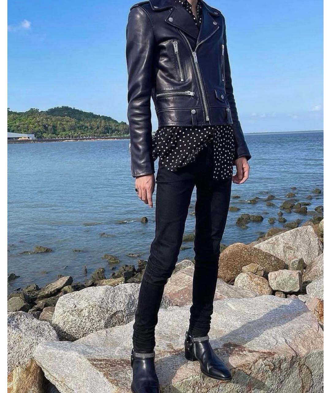 SAINT LAURENT Черная кожаная куртка, фото 5