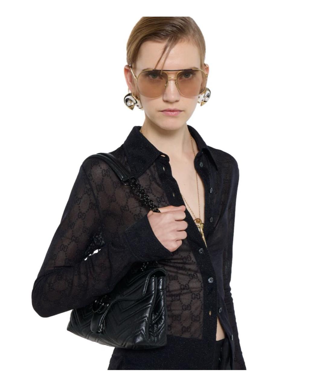 GUCCI Черная кожаная сумка через плечо, фото 3
