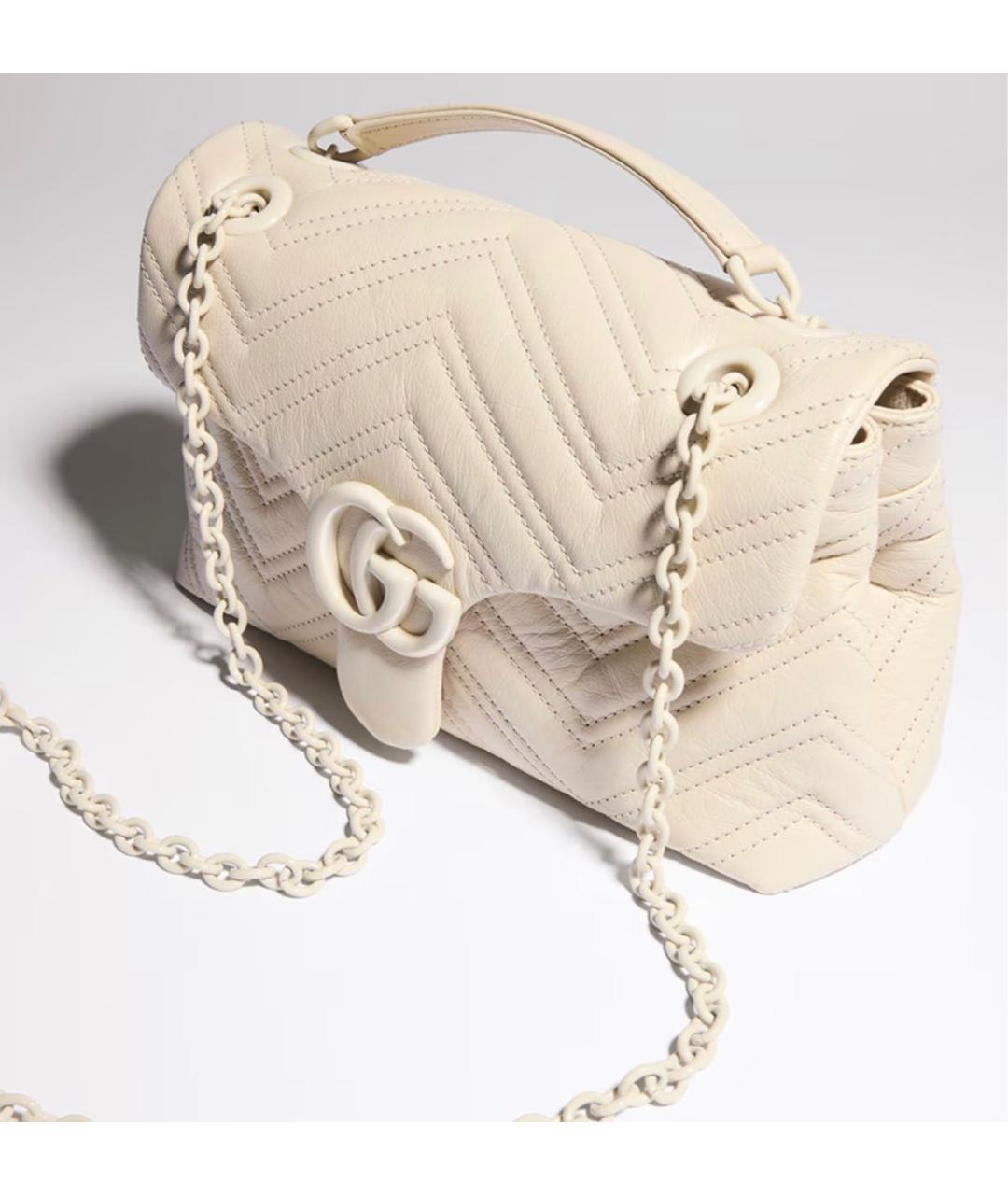 GUCCI Белая кожаная сумка через плечо, фото 6