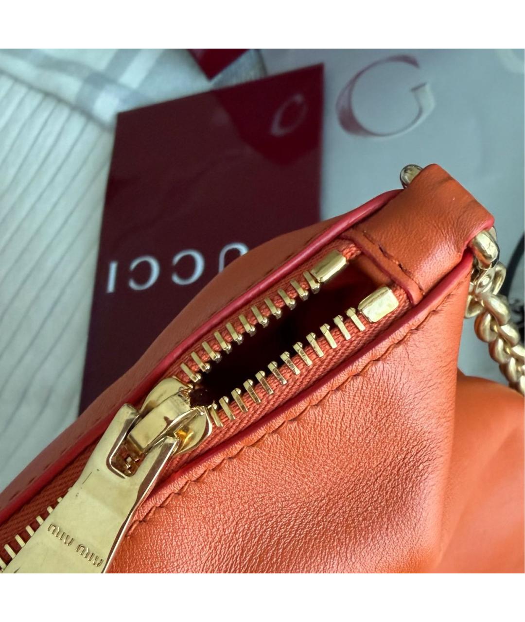 MIU MIU Оранжевая кожаная сумка тоут, фото 8